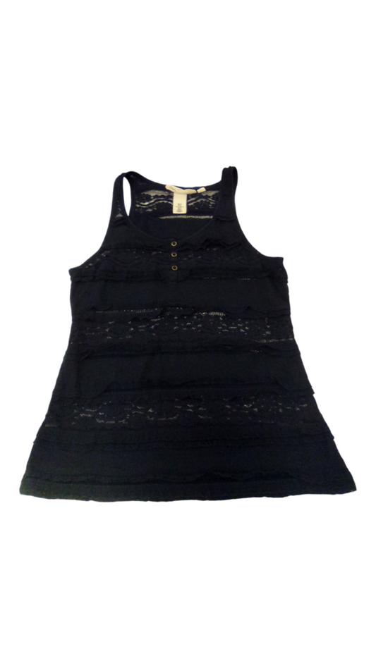Shirt: Navy/Lace, Womens, Size: M