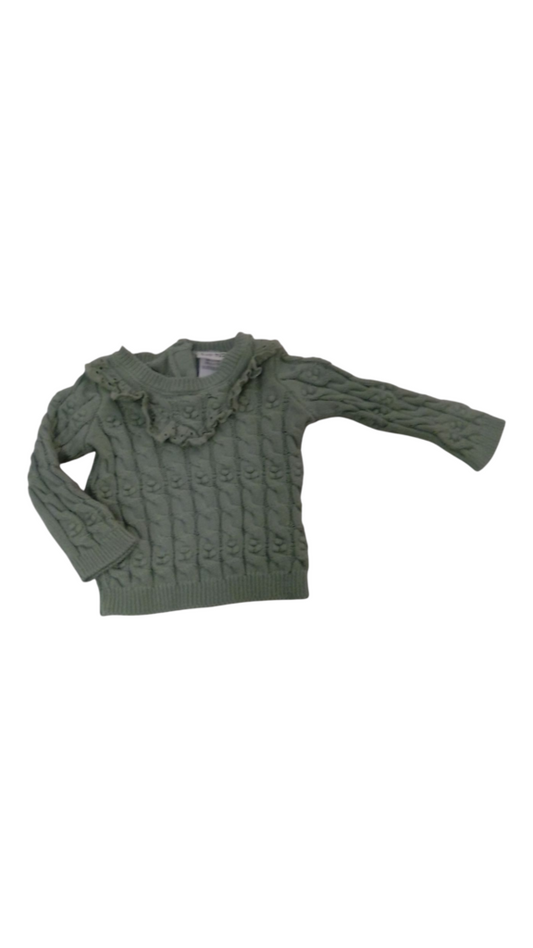 Shirt: Knitted/Green/Crea, Womens, Size: M