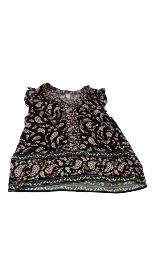 Shirt: Black/Flower, Womens, Size: S