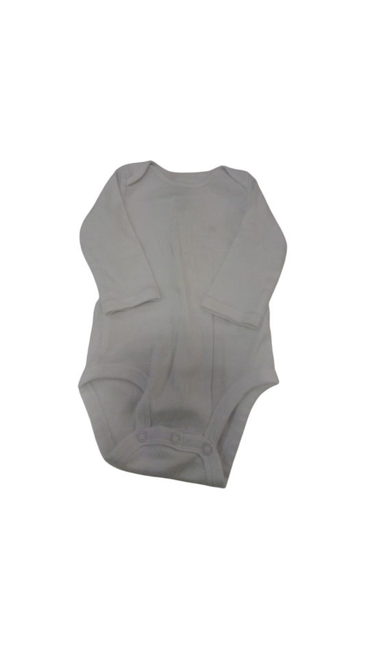 Long Sleeve Onesie: White, Boy, Size: 3/6m
