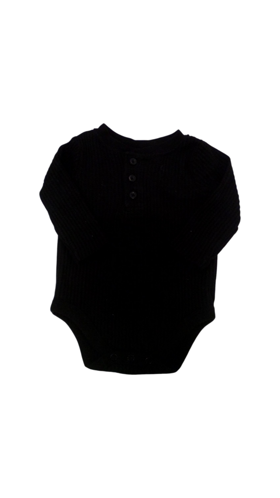 Long Sleeve Onesie:Black, Boy, Size: 3/6m