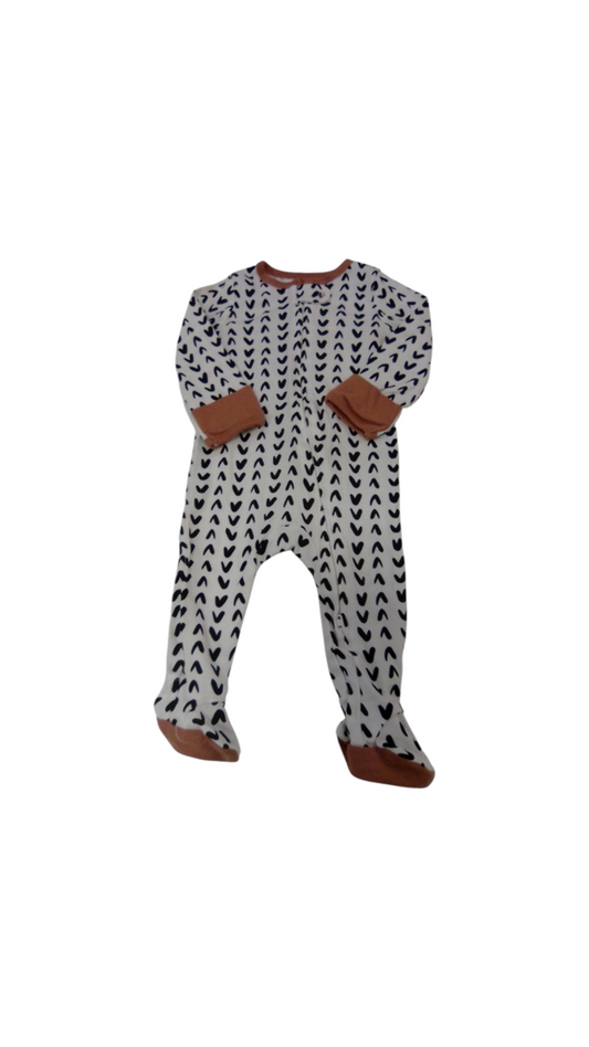 Sleeper: White/Black Patt, Girl, Size: 3/6m