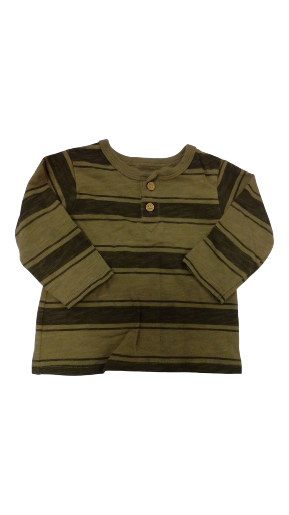 Long Sleeve Shirt:GR/Stri, Boy, Size: NB