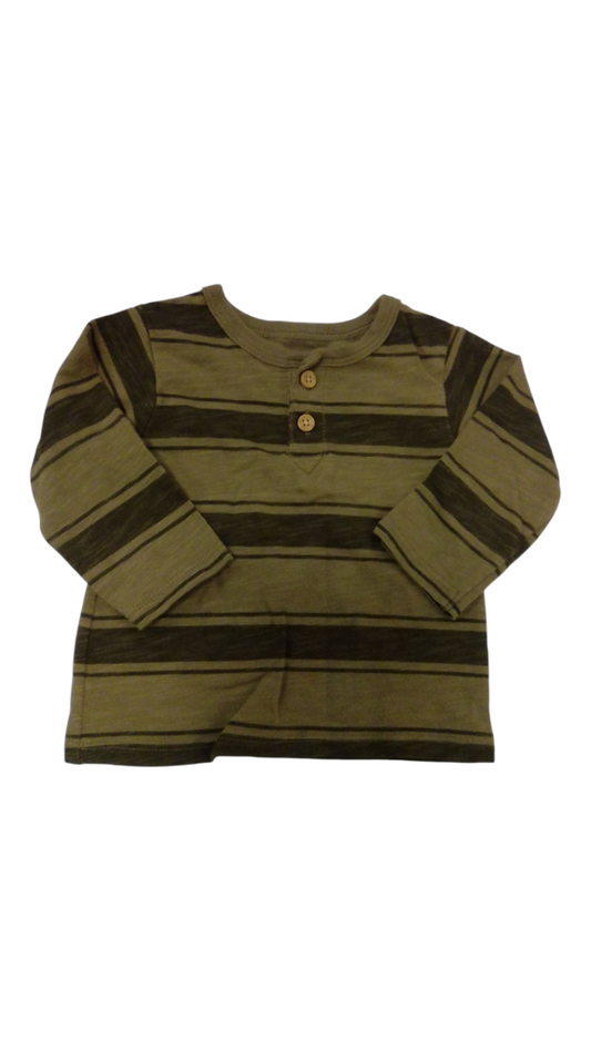 Long Sleeve Shirt:GR/Stri, Boy, Size: NB