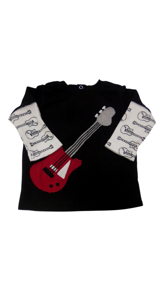 Long Sleeve Shirt:Guitar, Boy, Size: 6m