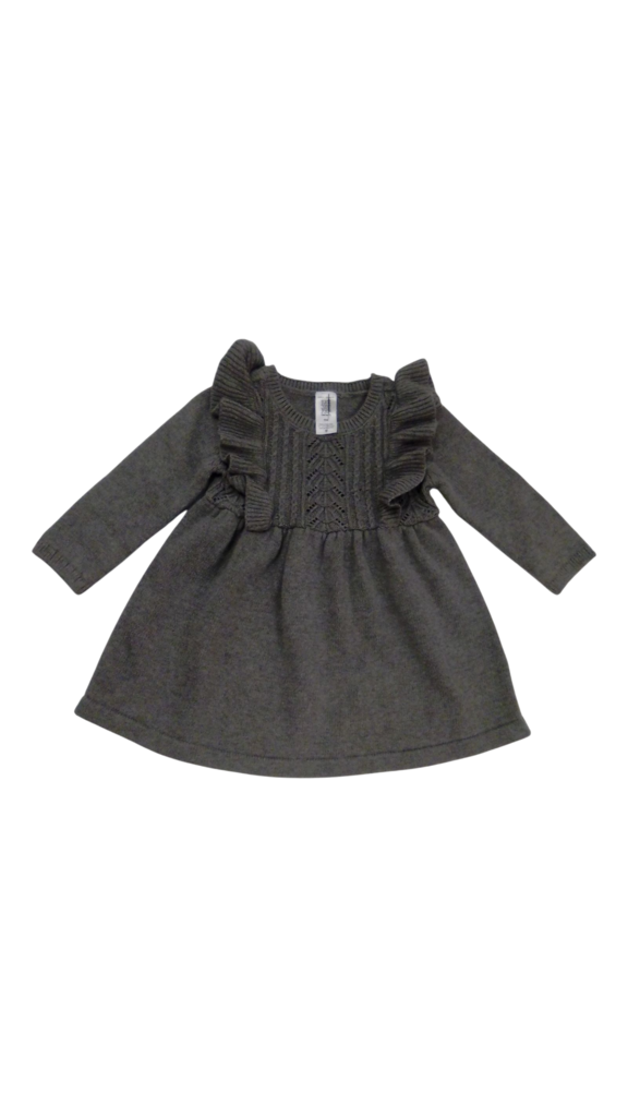 LS Dress: Gray Sweater, Girl, Size: 9m
