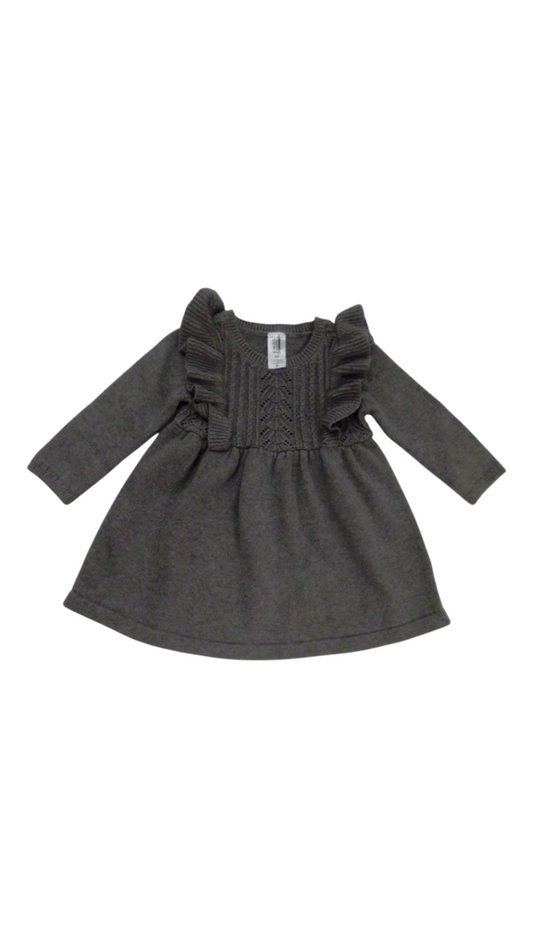 LS Dress: Gray Sweater, Girl, Size: 9m
