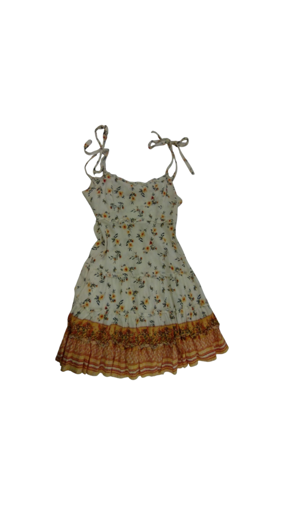 Dress: Orange W Flowers, Womens, Size: S