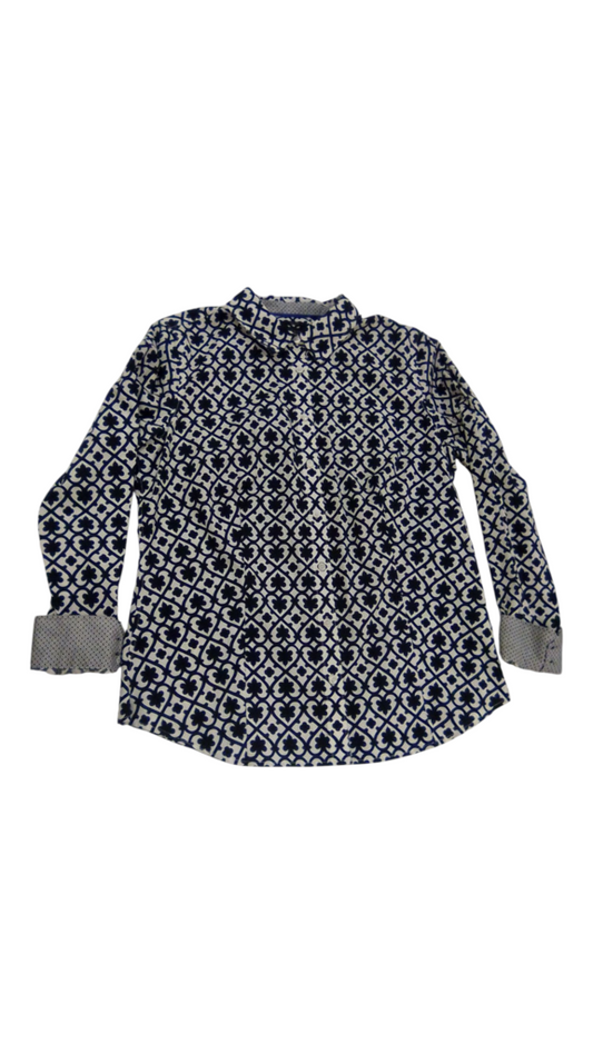 Shirt: Button Patterns Black/White, Women, Size: M