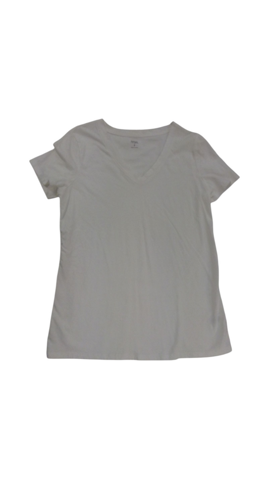 Shirt: White V Neck, Womens, Size: S