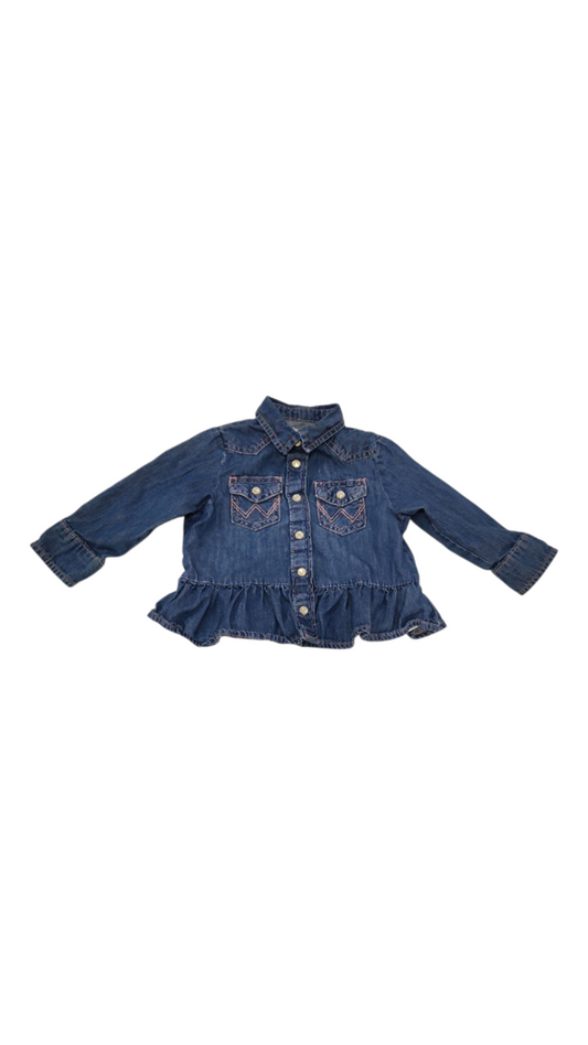 Long Sleeve Shirt: Denim, Girl, Size: 6/9m