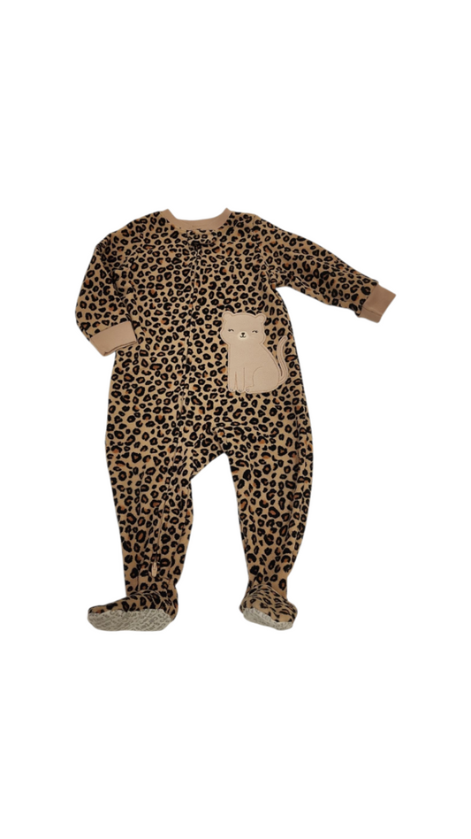 Sleeper: Leopard Fleece, Girl, Size: 12m