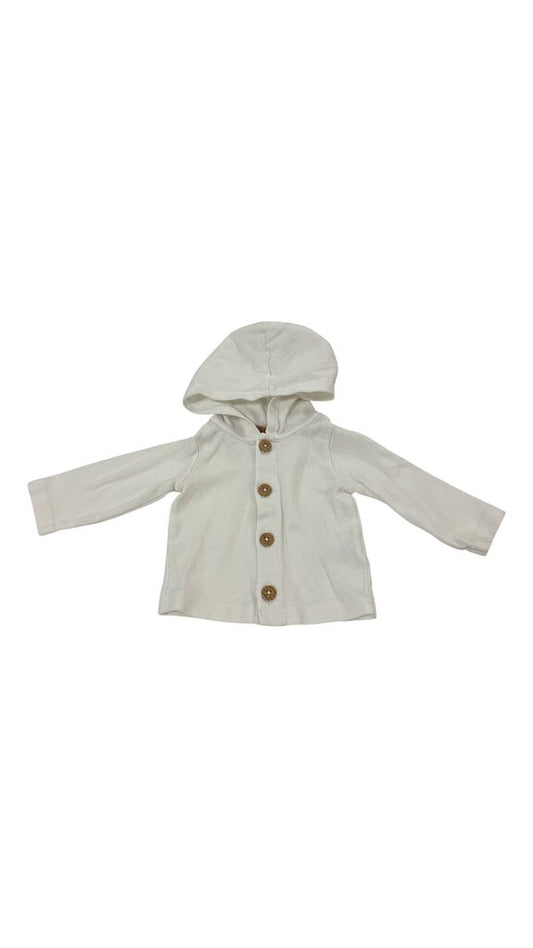 Sweater: White Hood Butto, Girl, Size: 9m