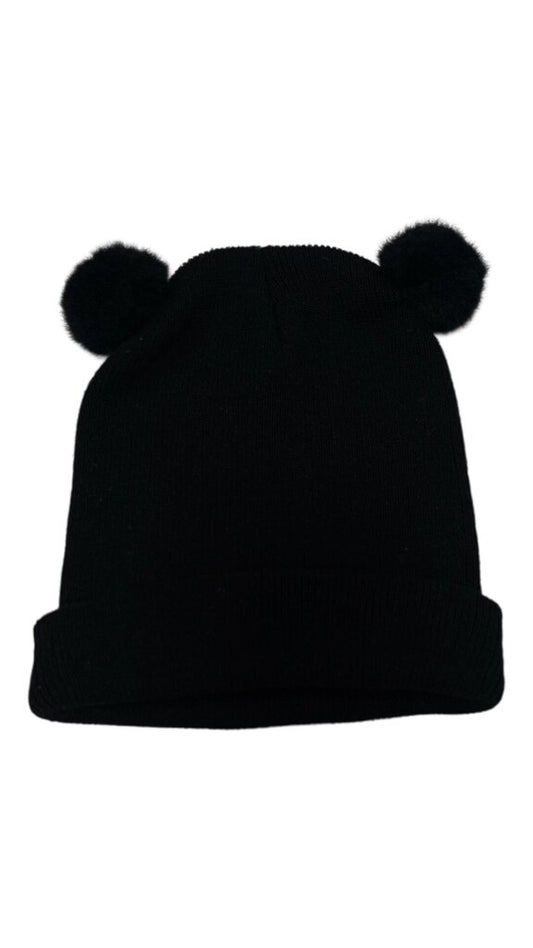 Hat With Pom Ears/Black, Girl, Size: OS