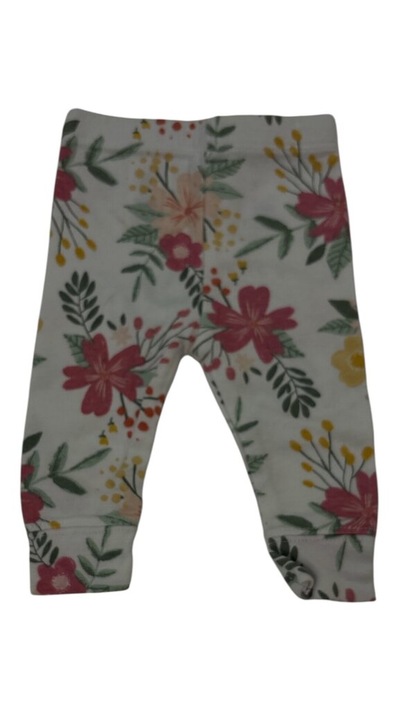 Pants:White/Flowers, Girl, Size: 0/3m