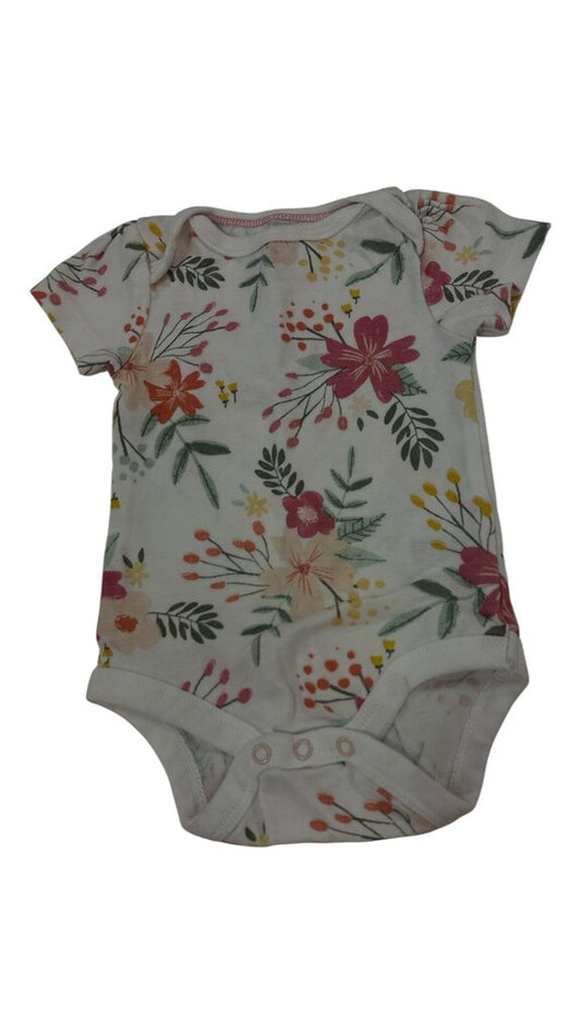 Onesie: White/floral, Girl, Size: 0/3m