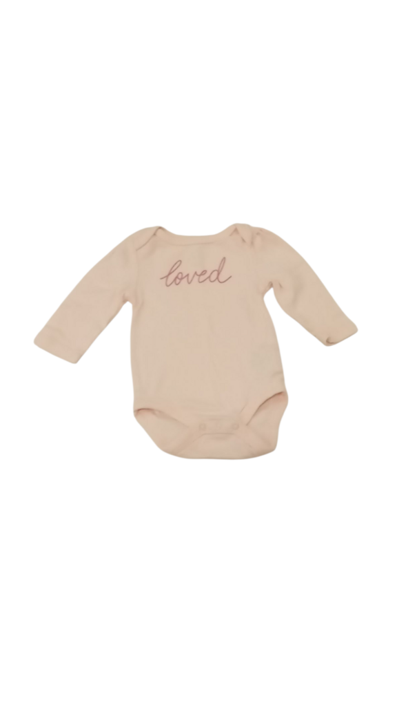 Long Sleeve Onesie: Loved, Girl, Size: 0/3m