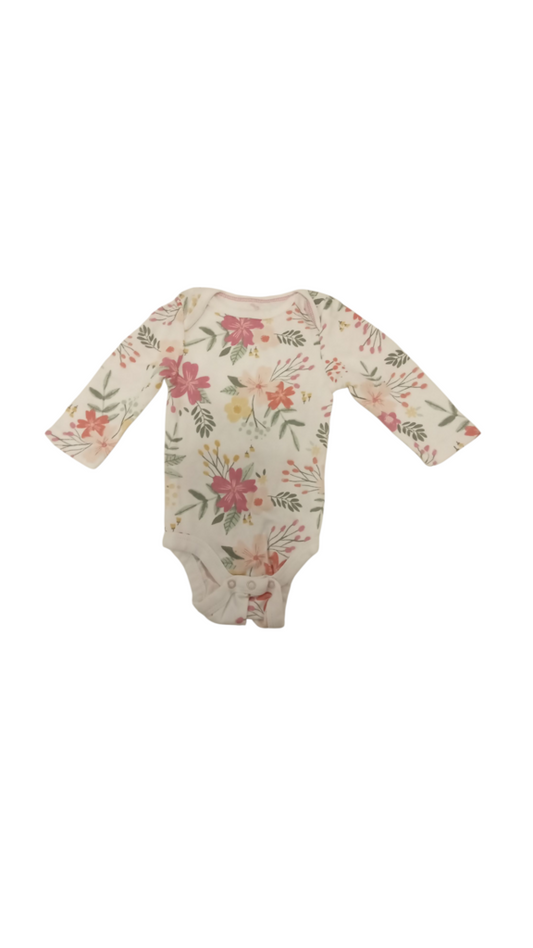 Long Sleeve Onesie:Flower, Girl, Size: 0/3m