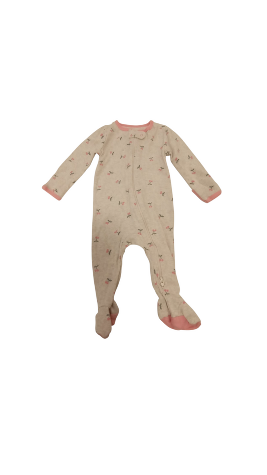 Sleeper: Tan/Cherries, Girl, Size: 3/6m