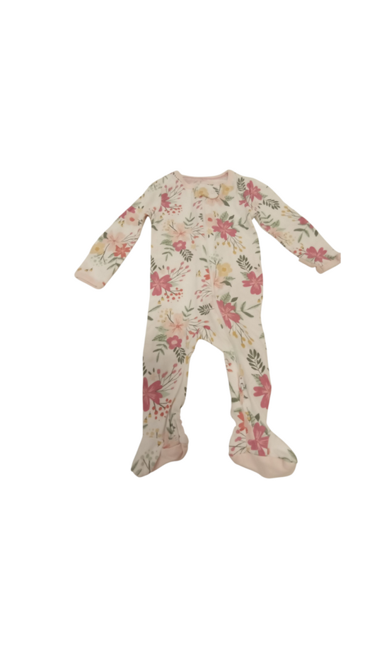 Sleeper: White Floral, Girl, Size: 0/3m