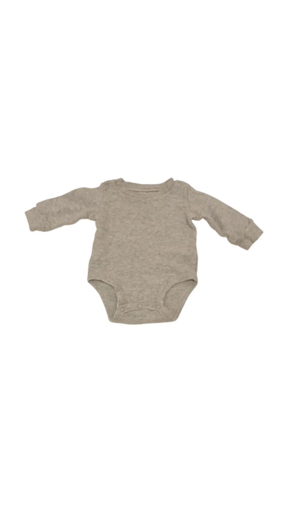 Long Sleeve Onesie: Gray, Girl, Size: 3m