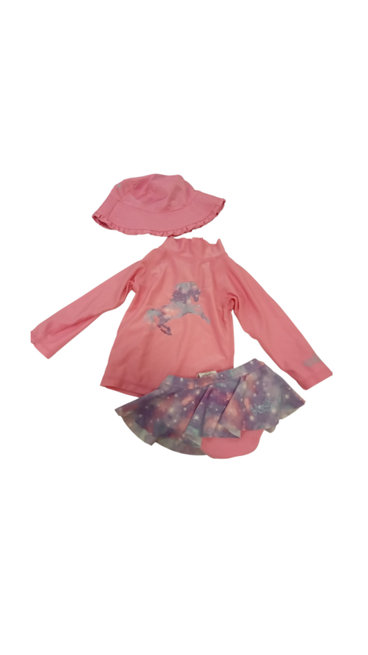 3pc Swimset: Pink Unicorn, Girl, Size: 2t