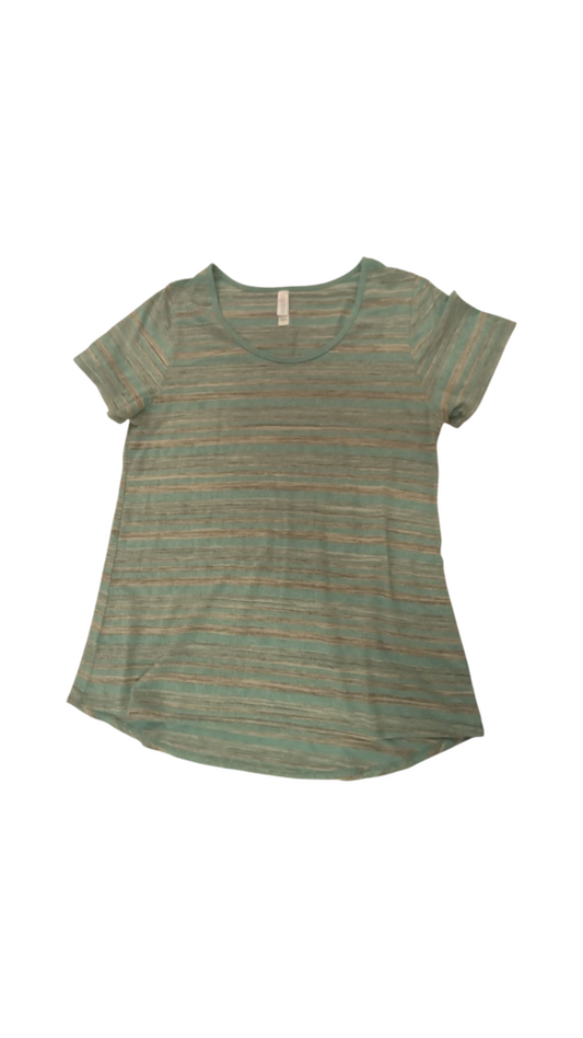 Shirt:Teal/Grey Stripes, Womens, Size: L