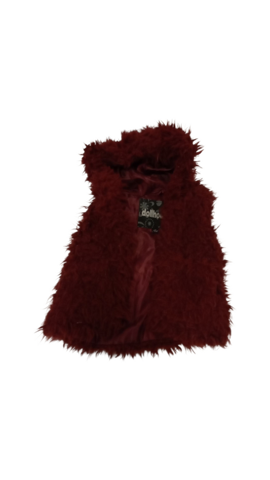 Vest: Maroon Furry, Girl, Size: 3t