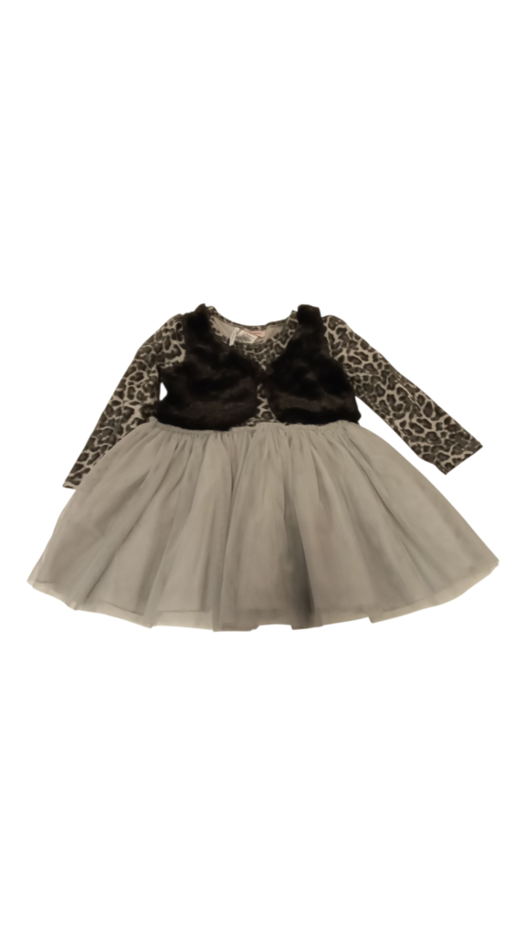 Long Sleeve Dress: Grey/B, Girl, Size: 4t