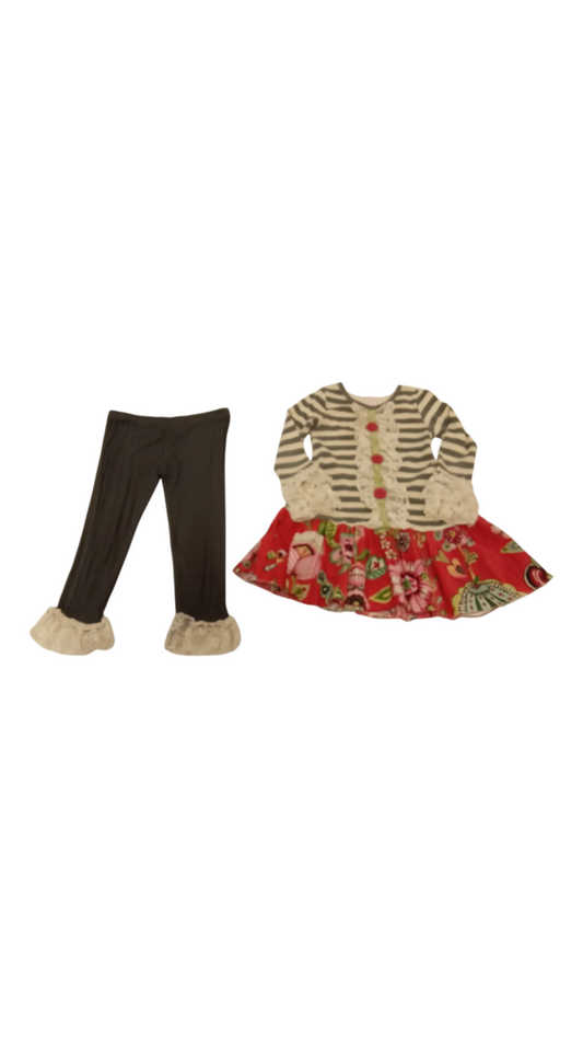 2pc Ls Onesie/Pants: Stri, Girl, Size: 4t
