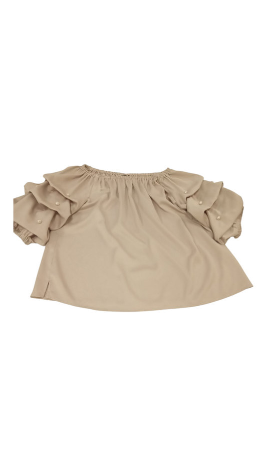 Shirt: Cream Blouse, Womens, Size: 2X