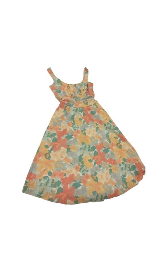 Dress: Bright Floral/Teal, Womens, Size: M