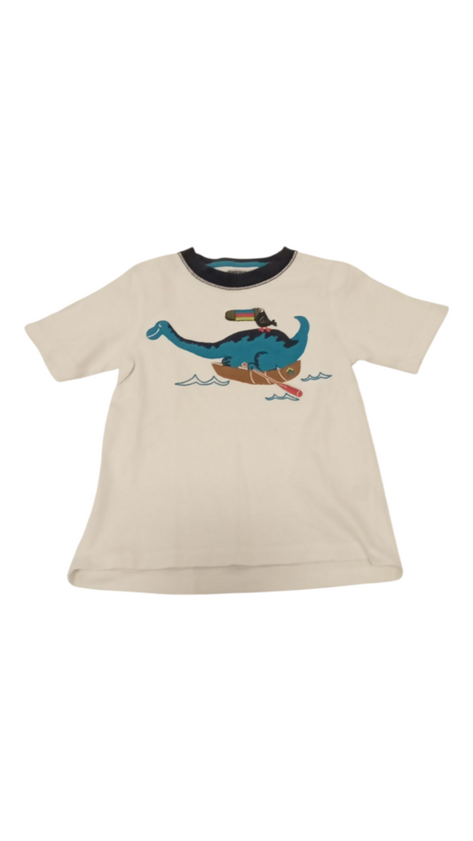 Shirt: White/Dino/Boat, Boy, Size: 4t