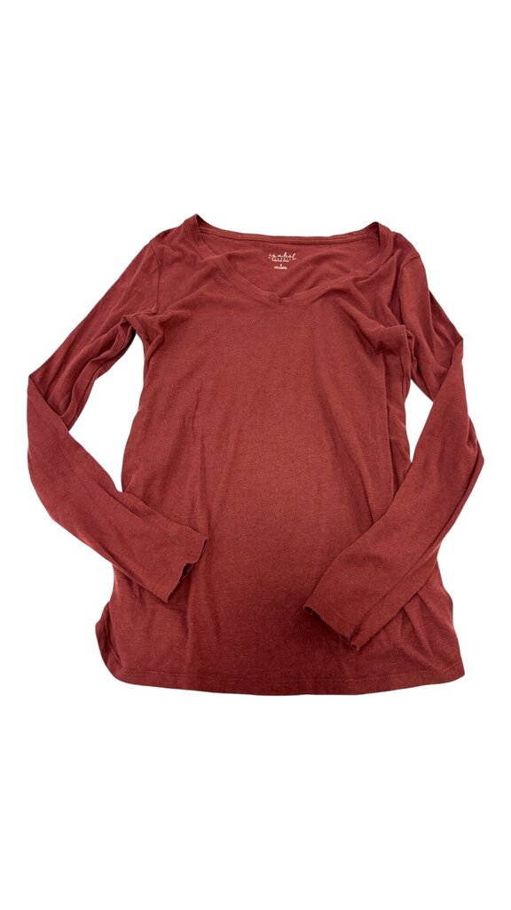 Long Sleeve Shirt: Maroon, Maternit, Size: S