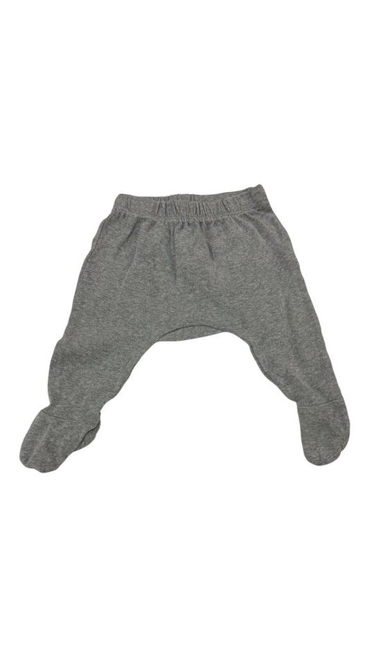 Pants: Grey W/ Feet, Boy, Size: 0/3m