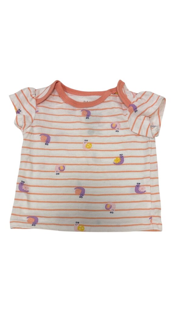 Shirt: White/Snails, Girl, Size: 3/6m