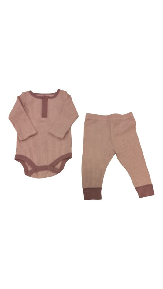 2pc Ls Onesie/Pants: Pink, Girl, Size: 3/6m