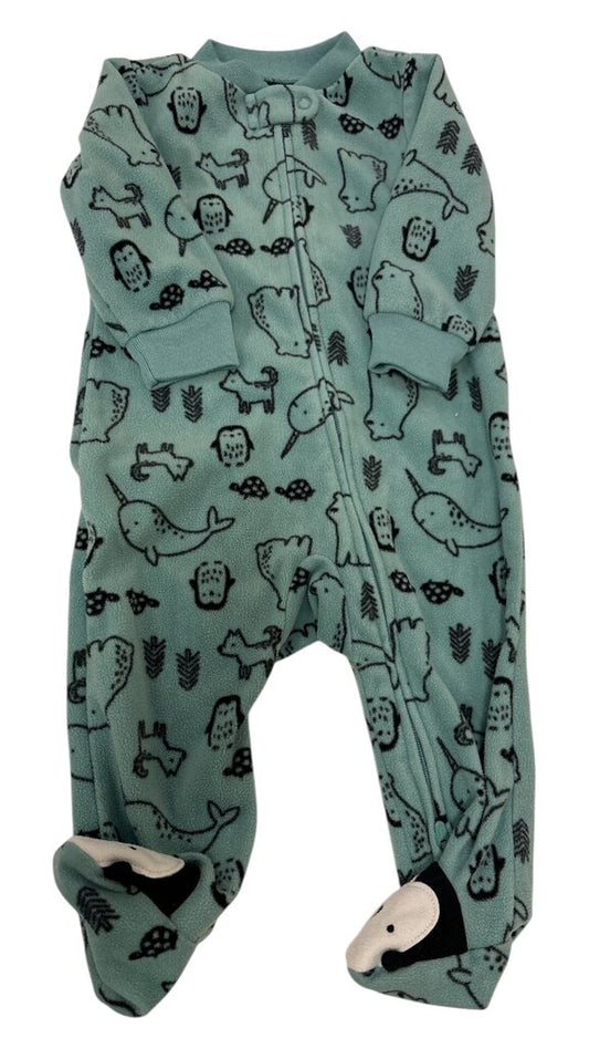 Sleeper: Teal/ Animals, Boy, Size: 3/6m