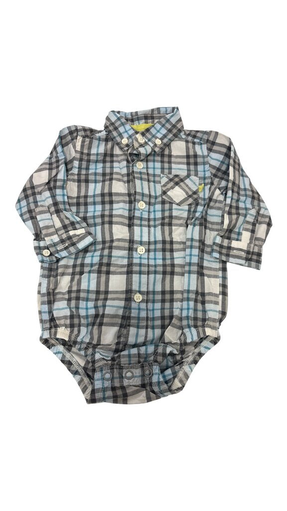Long Sleeve Onesie:G/B/PD, Boy, Size: 6m