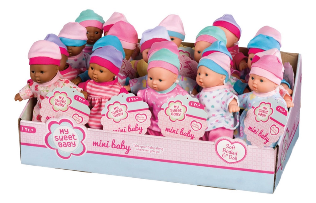 6" Mini Baby Dolls Assorted Skin Tones