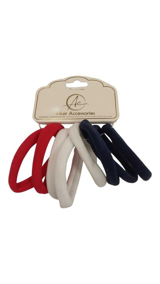 Hair Elastics 8pc Red/White/Blue