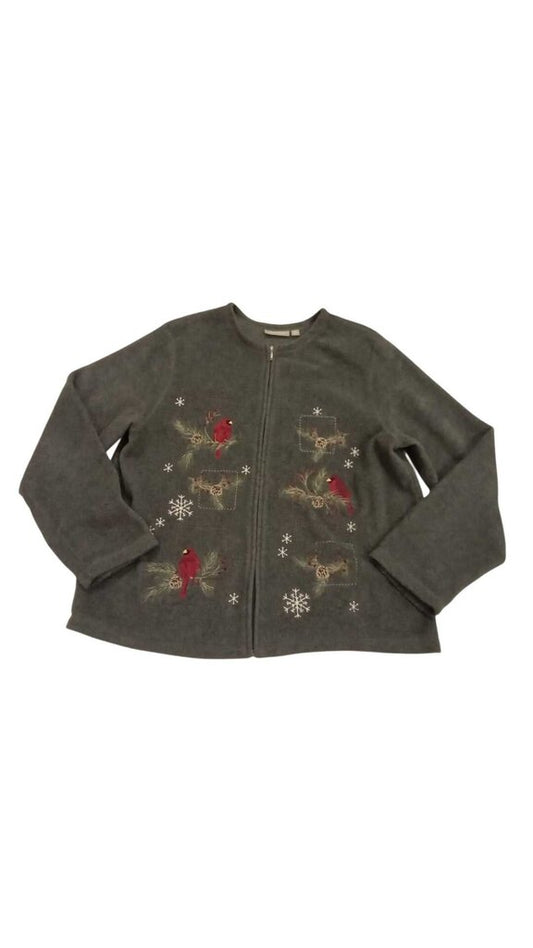 Winter Bird Embroidered Fleece