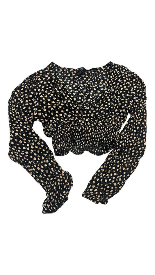 Long Sleeve Crop Top - Flowers