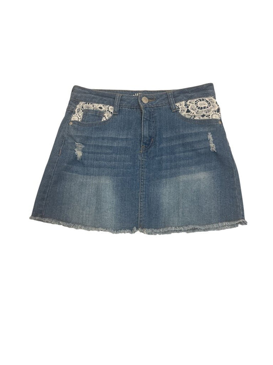 Jean skirt with lace
