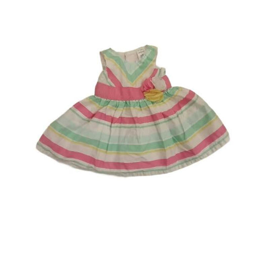Dress: Sleeveless Pink & Green Stipes