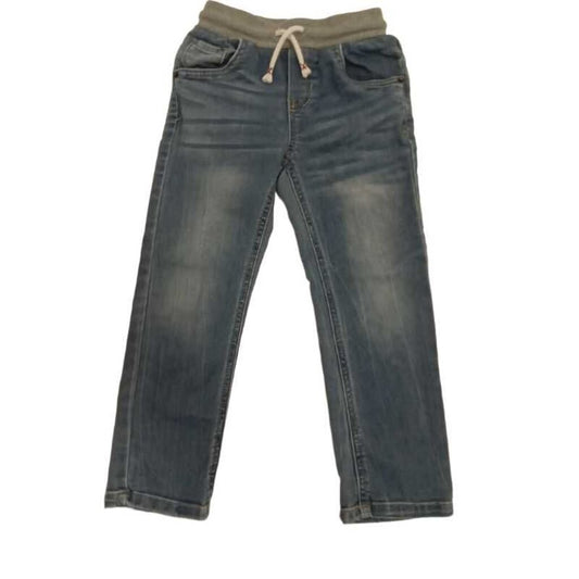 Denim: Gray Waistband Straight