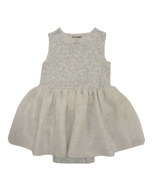 Onesie: Blue Flowers Tulle Skirt