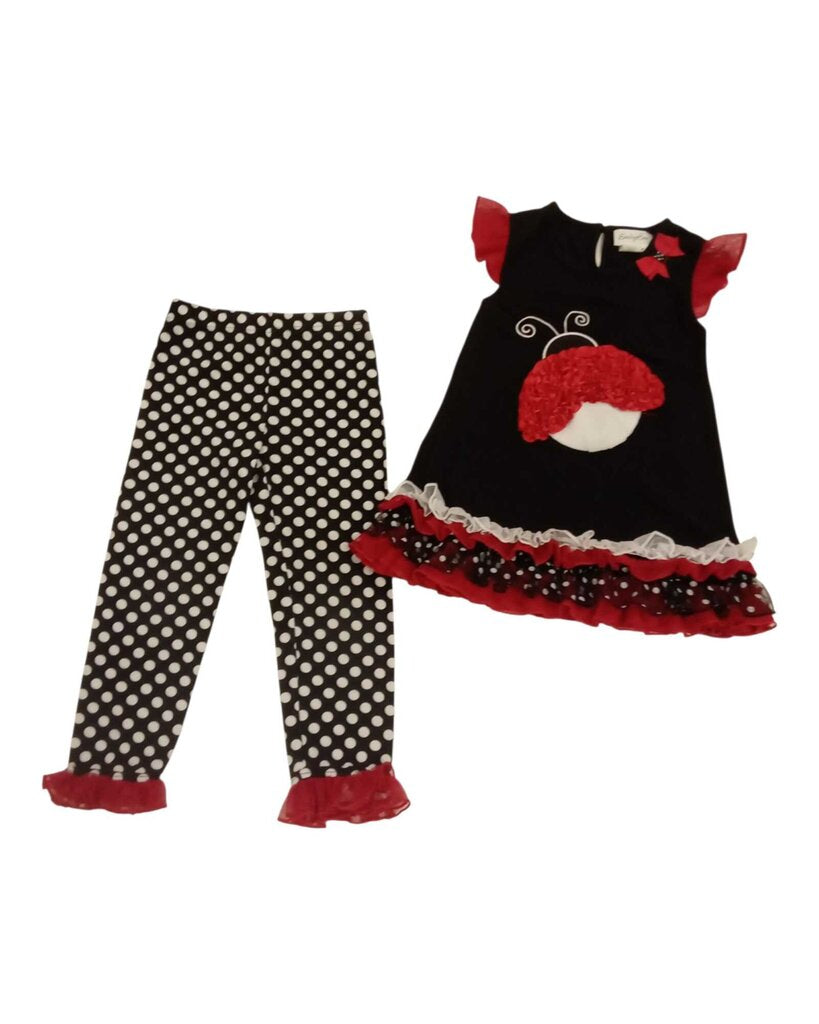 2pc: Top/Bottoms Lady Bug Polka Dot Ruffles