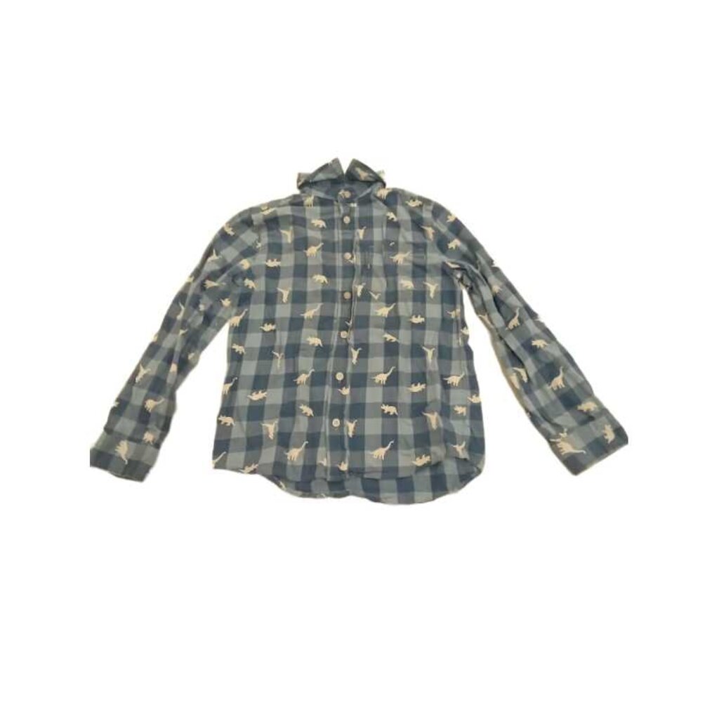 Collared Plaid/Dinosaurs Long Sleeve Shirt