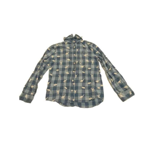 Collared Plaid/Dinosaurs Long Sleeve Shirt